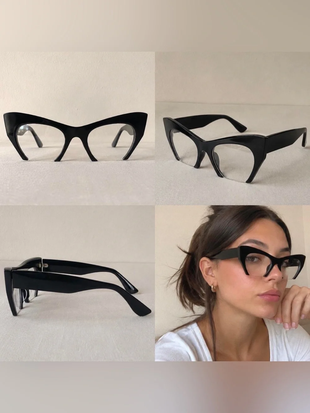 Women’s Black Cat Eye Fashion Eyeglasses Clear Lens Retro Chic